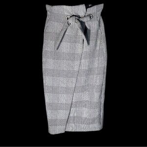 H&M Black White Plaid Pencil Skirt High Waist Tailored Office Siren Career US 6